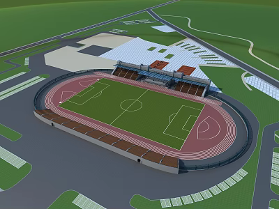 Aerial View Of Modern Football Stadium With Running Track And Surrounding Stands 3d model