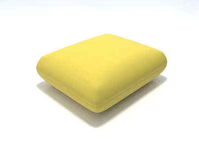 Yellow Square Footstool with Fabric Upholstered Simple Solid Color Design for Living Room Home Decor 3d model