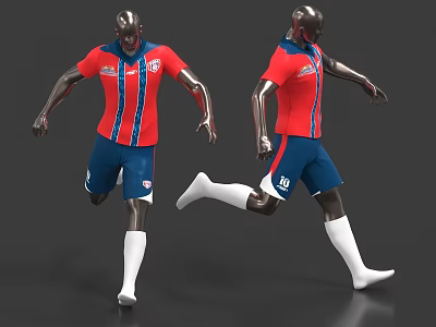 Red Soccer Jersey With Blue Stripes And Blue Shorts White Socks Sports Uniform 3d model