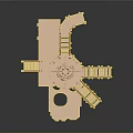 Detailed Copper Architectural Model Design With Intricate Structure Staircases Platforms And Railings