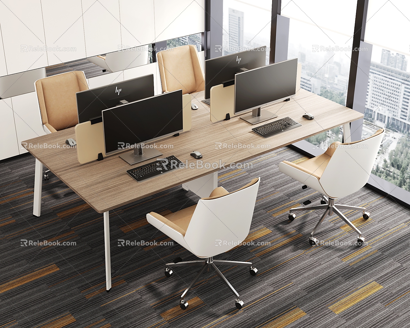 modern office desk and chair 3d model