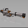 Modern Metallic Rocket Launcher With Orange Black Details And Mechanical Parts