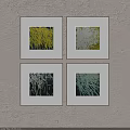 Framed Abstract Paintings with Various Color Brush Strokes on Different Backgrounds 3d model