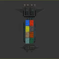 Aerospace Mechanical Structure Of Orbital Station With Colorful Containers Thrusters And Antennas