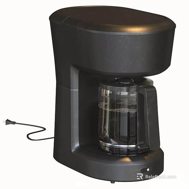 Black Coffee Maker With Glass Carafe As Essential Kitchen Appliance For Home 3d model 