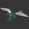 Fantasy Teal Dragon 3D Model With White Wings And Detailed Scales