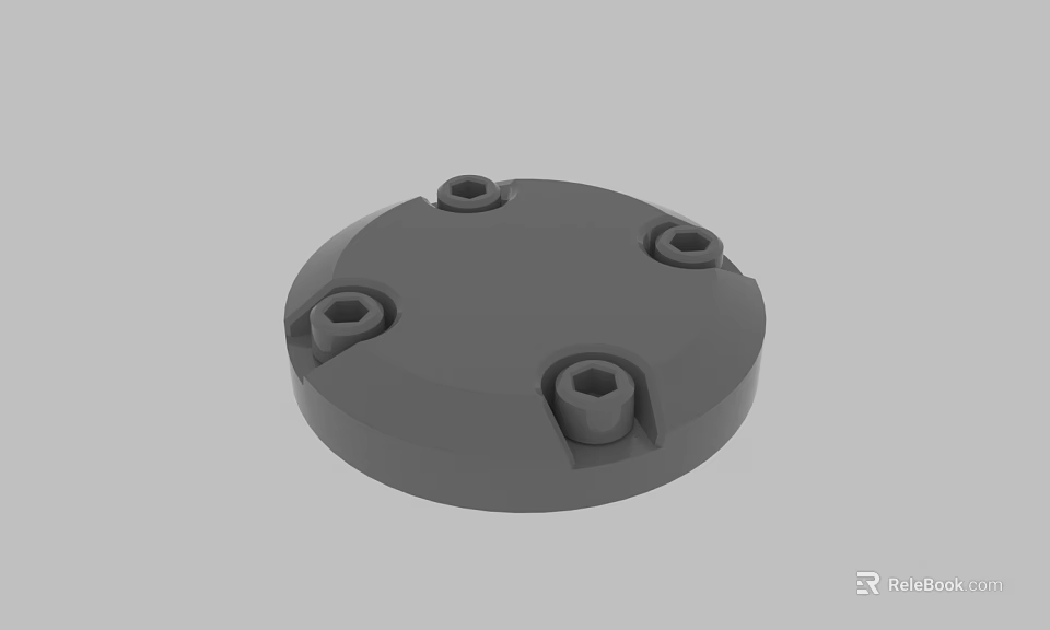 Round Gray Mechanical Cover With Four Bolt Holes For Equipment Use 3d model 