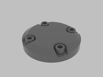 Round Gray Mechanical Cover With Four Bolt Holes For Equipment Use 3d model