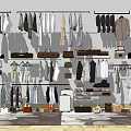 Stylish Clothes Store Display With Hanging Racks Bags Shoes And Accessories