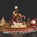 Christmas Photo Spot With Decorated Tree Star Snowflakes And Merry Christmas Sign
