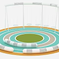 Sales Office Children's Play Area With Swings Circular Colorful Track And Curved Seats
