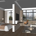 Modern Hotel Hotel Room Big Bed Room Standard Room Double Room Hotel Suite 3d model