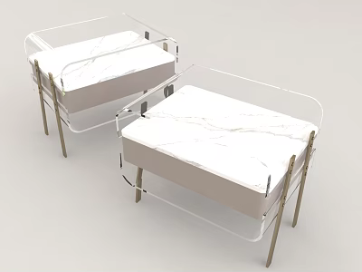 Modern Minimalist Side Tables With White Marble Top And Gold Metal Frame Design 3d model