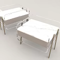Modern Minimalist Side Tables With White Marble Top And Gold Metal Frame Design