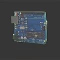 Arduino Uno R3 Circuit Board With Blue PCB And Electronic Components 3d model