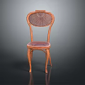 Classic Wooden Chair With Rattan Backrest And Elegant Curved Legs