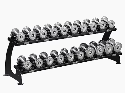 Sturdy Two Tier Metal Weight Rack Holding Multiple Dumbbells For Fitness Equipment 3d model
