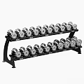 Sturdy Two Tier Metal Weight Rack Holding Multiple Dumbbells For Fitness Equipment