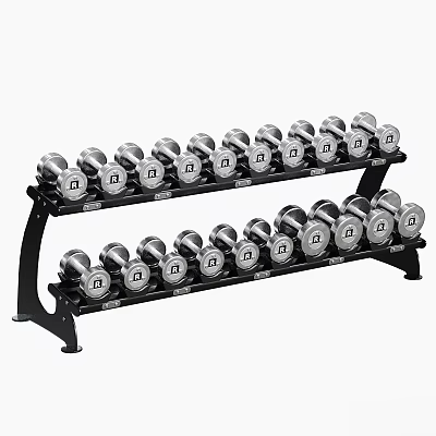 Sturdy Two Tier Metal Weight Rack Holding Multiple Dumbbells For Fitness Equipment 3d model