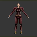 3D Warrior Character Model In Red Purple Armor With Golden Boots And Shoulder Pads