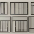 Modern Window Designs With Gray Frames Glass Panels And Metal Handles 3d model