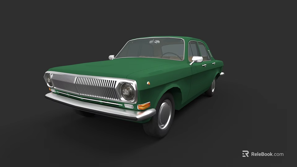 Vintage Green Sedan Car With Classic Front Grille And Retro Body Design 3d model 