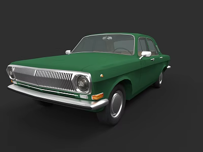 Vintage Green Sedan Car With Classic Front Grille And Retro Body Design 3d model