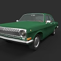 Vintage Green Sedan Car With Classic Front Grille And Retro Body Design