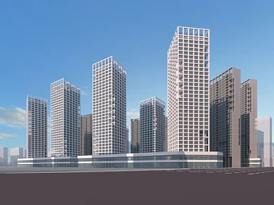 Modern Urban High Rise Buildings With Contemporary Architectural Design And Glass Facades 3d model