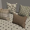 Decorative Throw Pillows With Plaid Geometric Patterns In Beige Brown Green Tones 3d model