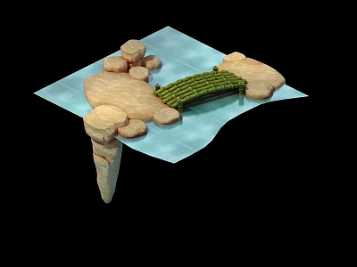 Scene Component Model With Green Long Structure Blue Surface Circular Bases And Pillars 3d model