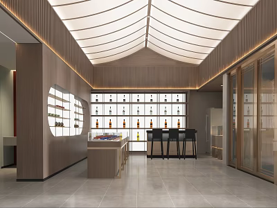 Modern Tobacco Liquor Store Interior With Display Shelves And Bar 3d model