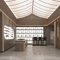 Modern Tobacco Liquor Store Interior With Display Shelves And Bar