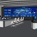 Video monitoring room of command center 3d model