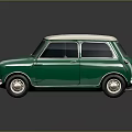 Classic Green Compact Car With White Roof And Retro Exterior Design