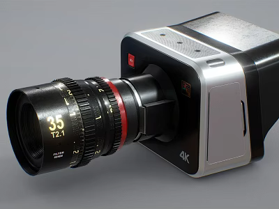 Professional Digital Camera Featuring 35mm Lens T2.1 Aperture and 6K Resolution 3d model
