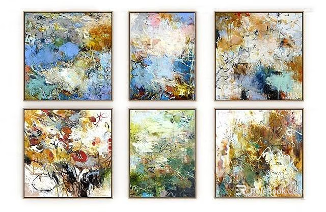 Abstract Paintings With Vibrant Colors And Textured Brushstrokes For Wall Decor 3d model 
