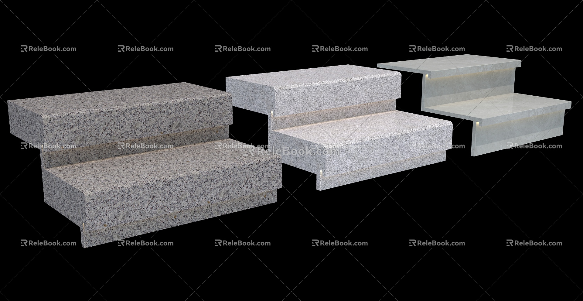 Stair Step Stone Granite Stone Step Stone Stair Granite Step Outdoor Step Outdoor Stair Open Air Step Sesame Grey 3d model