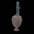 Ancient Style Wine Bottle With Bird Headed Spout And Colorful Patterns On Black Background