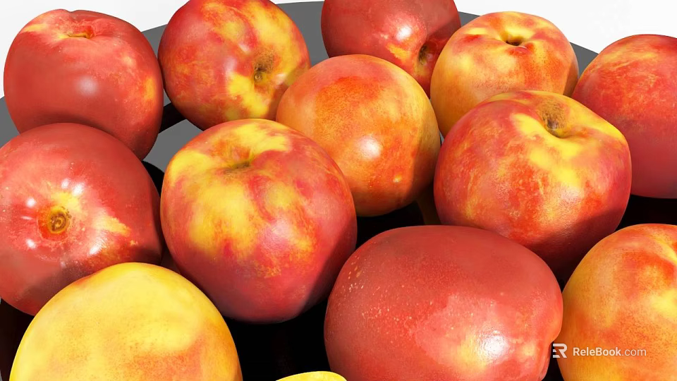 Fresh Juicy Red and Yellow Nectarines Pile Display Healthy Snack 3d model 