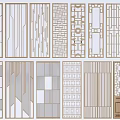 Various Modern Room Divider Designs With Geometric Patterns And Wooden Frames 3d model