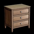 Wooden Storage Cabinet With Three Drawers And Silver Knobs Simple Design 3d model