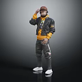 Stylish Character Wearing Brown Hat Black Jacket Yellow Top And Gray Sweatpants