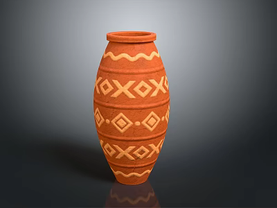 Decorative Terracotta Vase With Geometric Patterns And Cylindrical Shape For Home Decor 3d model