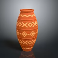 Decorative Terracotta Vase With Geometric Patterns And Cylindrical Shape For Home Decor 3d model