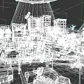 Vibrant Commercial Landscape With Urban Buildings Neon Signs Vehicles And Purple Tentacles