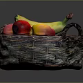Fresh Assorted Fruits in Woven Basket with Apples Bananas and Oranges