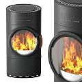 Modern Fireplaces With Round Glass And Burning Flames 3d model