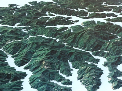 A bird's eye view of the mountains 3d model