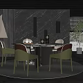 Modern Restaurant Interior With Black Wall Wooden Ceiling Round Dining Table And Snowy View